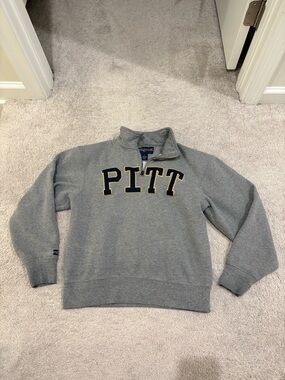 Jansport Gray PITT Half-Zip Pullover with Navy & Gold Lettering